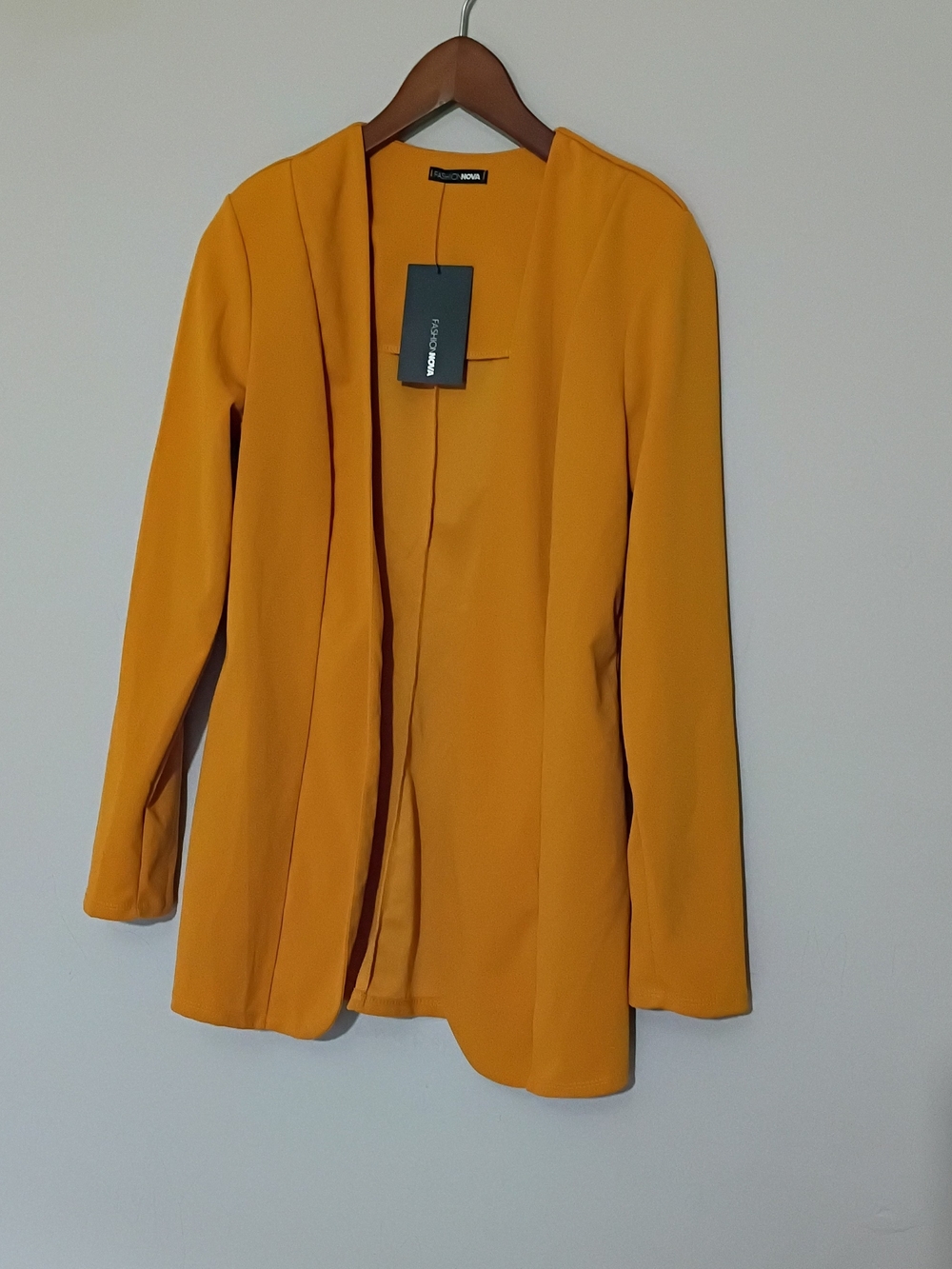 Fashion Nova Mustard Open-Front Blazer Jacket